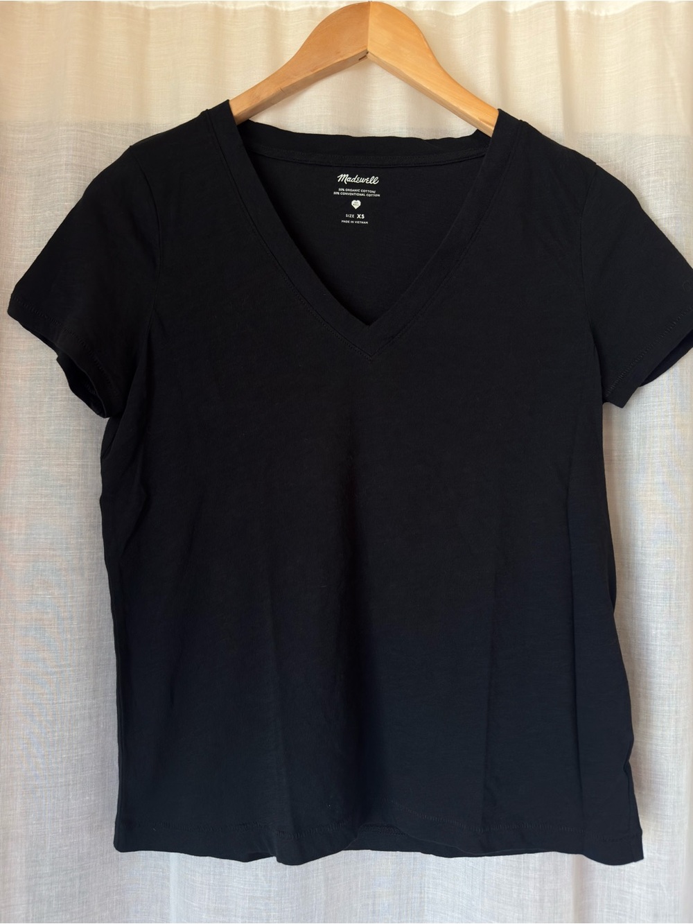Madewell Black V-Neck Short Sleeve Cotton T-Shirt Size XS